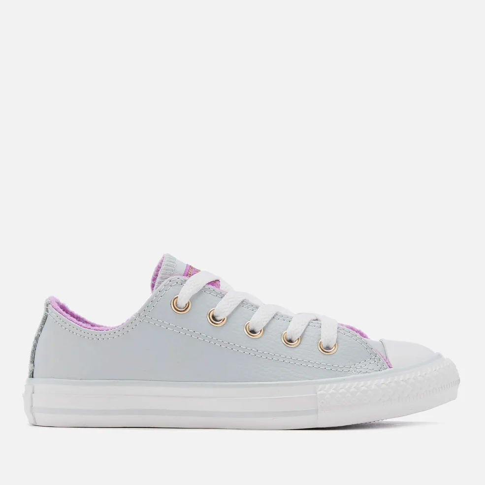 Converse Kids' Chuck Taylor All Star Ox Trainers - Pure Platinum/Fuchsia Glow Image 1