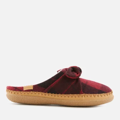 TOMS Women's Plaid Felt Bow Slippers - Red
