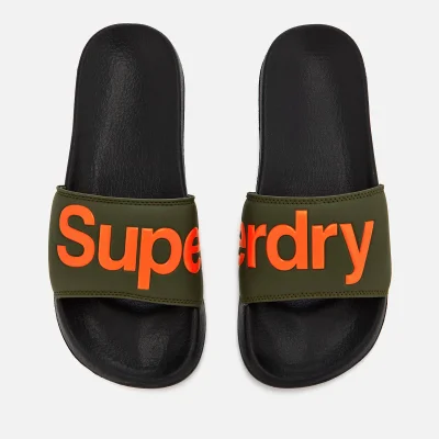 Superdry Men's Pool Slide Sandals - Black/Olive