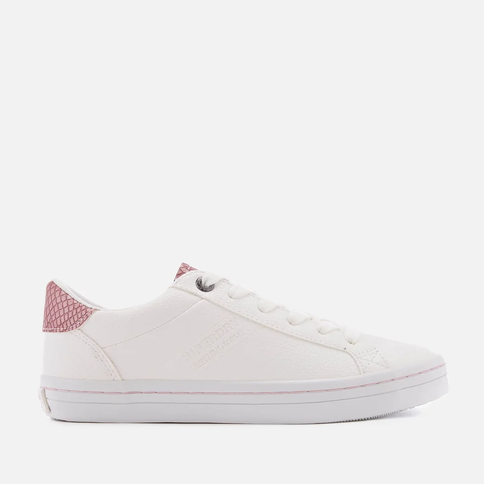 Superdry Women's Skater Sleek Lo Trainers - Optic White/Pink Image 1
