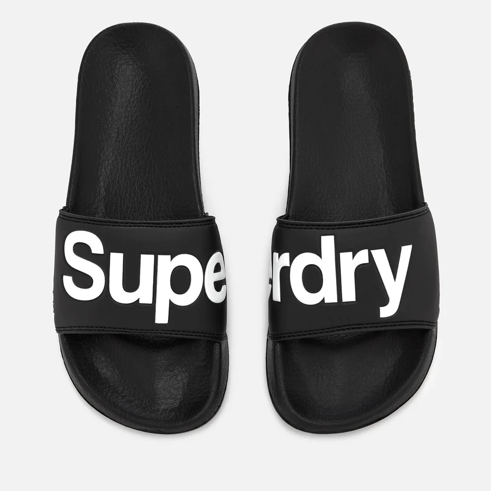 Superdry Men's Pool Slide Sandals - Black/Optic White Image 1