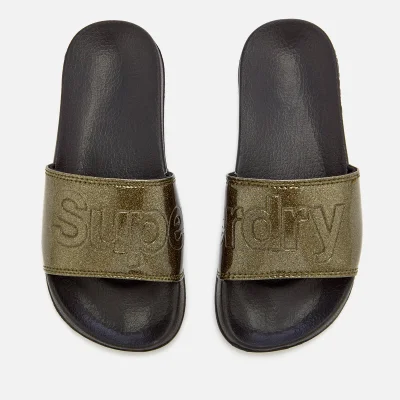Superdry Women's Superdry Pool Slide Sandals - Black Pewter Glitter