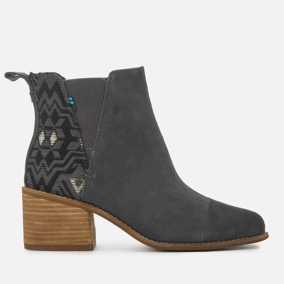 TOMS Women's Esme Suede/Metallic Jacquard Heeled Chelsea Boots - Forged Iron Image 1