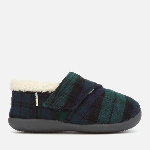 TOMS Toddlers' Plaid Felt Slippers - Spruce