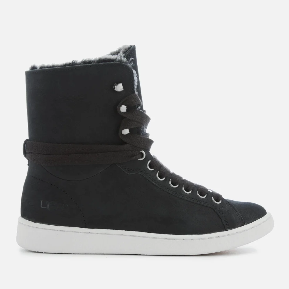 UGG Women's Starlyn Full Grain Leather Fold Over Trainers - Black Image 1