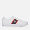 Polo Ralph Lauren Kids' Geoff Tumbled Leather Trainers - White/Navy/Red - Image 1
