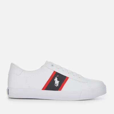 Polo Ralph Lauren Kids' Geoff Tumbled Leather Trainers - White/Navy/Red