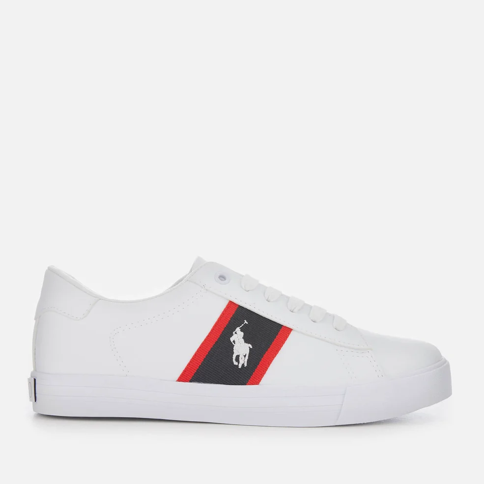 Polo Ralph Lauren Kids' Geoff Tumbled Leather Trainers - White/Navy/Red Image 1