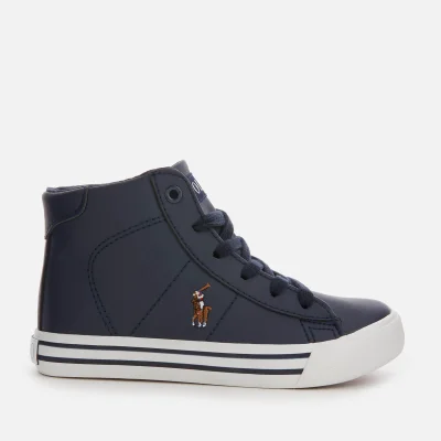Polo Ralph Lauren Kids' Easten Mid Tumbled Leather Trainers - Navy/Multi