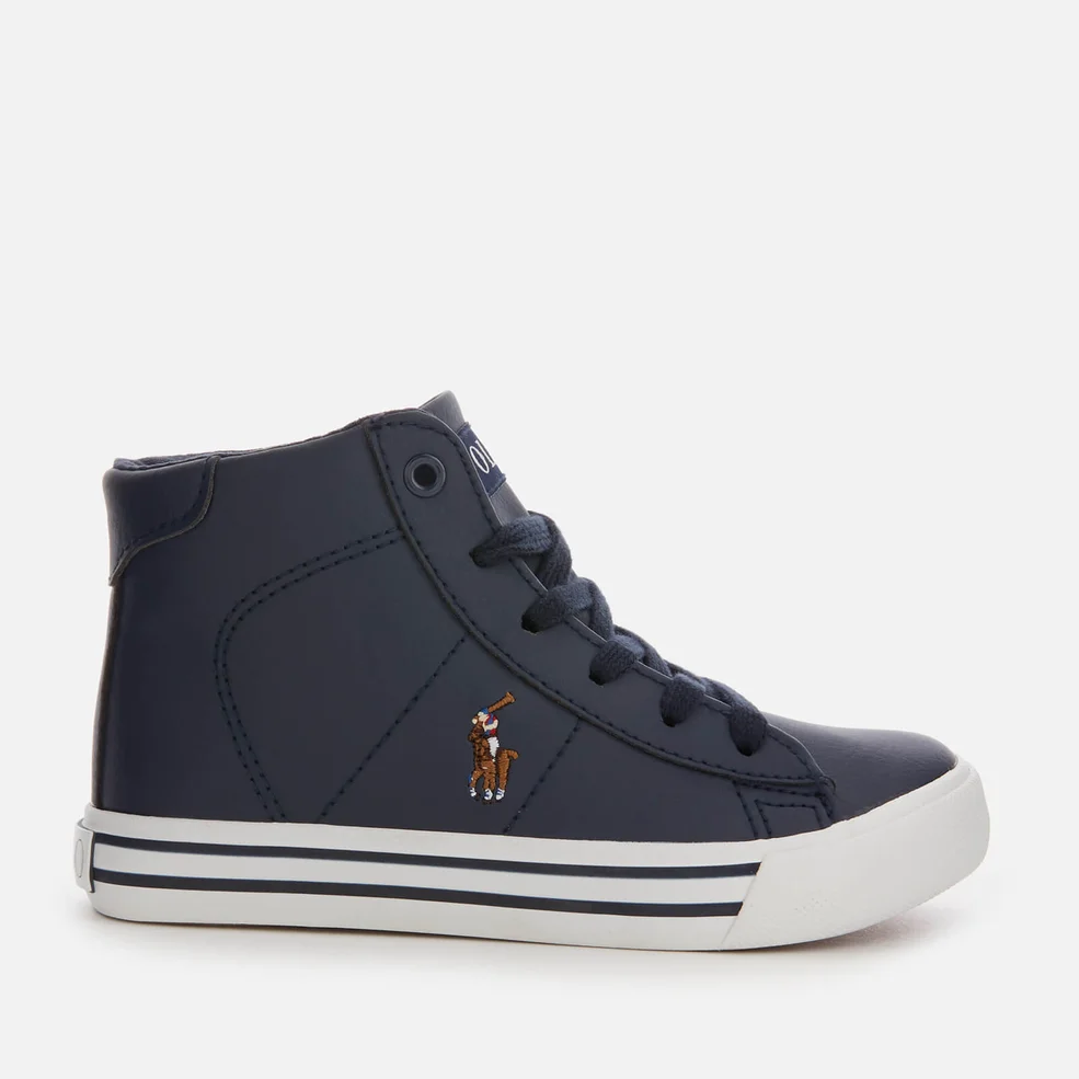 Polo Ralph Lauren Kids' Easten Mid Tumbled Leather Trainers - Navy/Multi Image 1