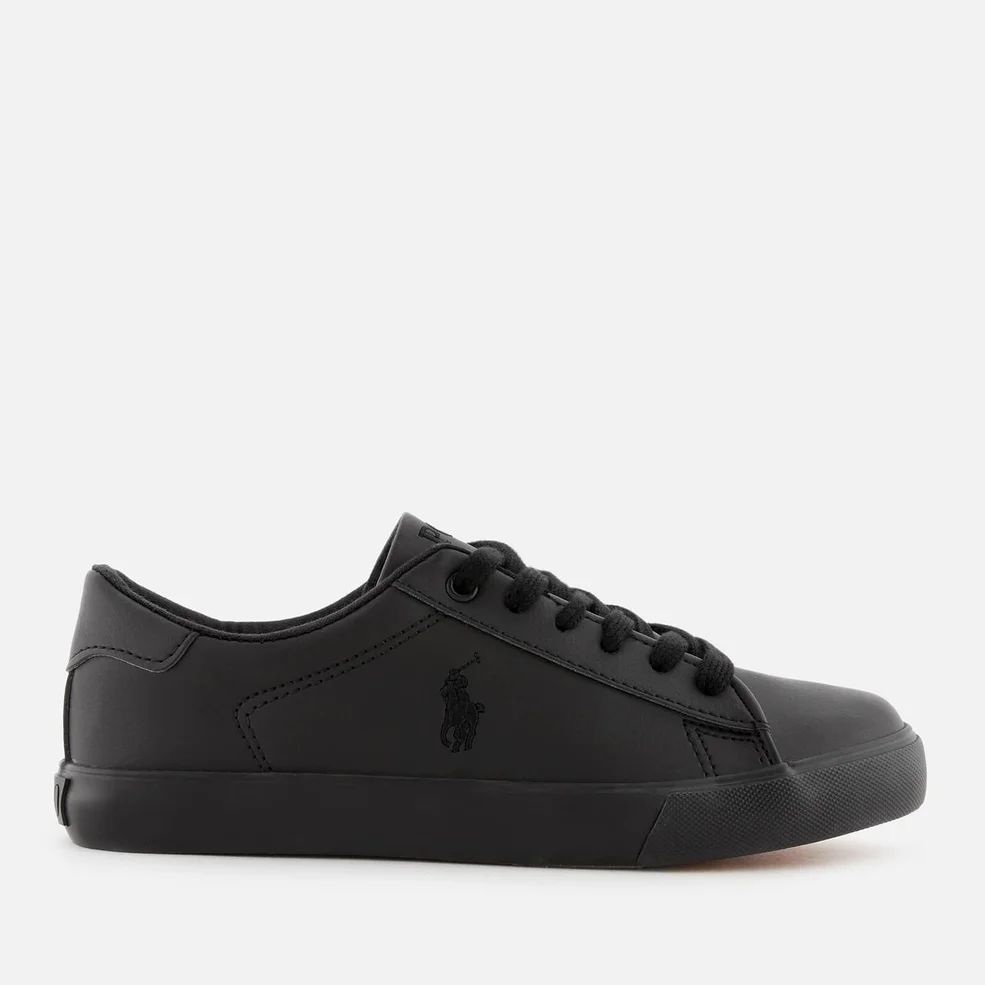 Polo Ralph Lauren Kids' Easten Tumbled Leather Trainers - Triple Black Image 1