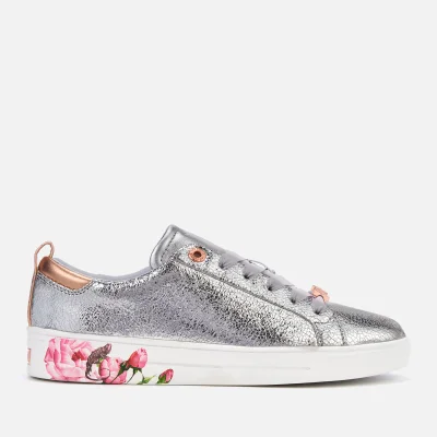Ted Baker Women's Luoci Crackle Leather Low Top Trainers - Silver