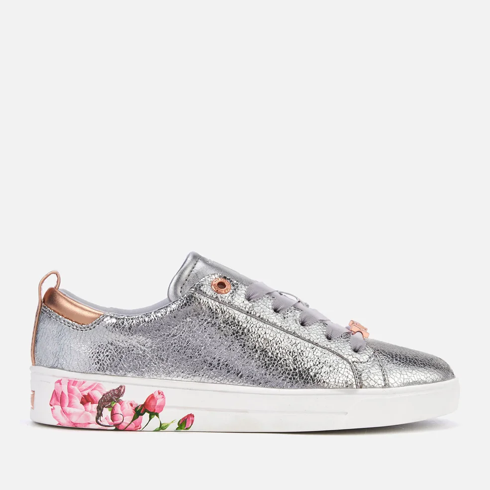 Ted Baker Women's Luoci Crackle Leather Low Top Trainers - Silver Image 1