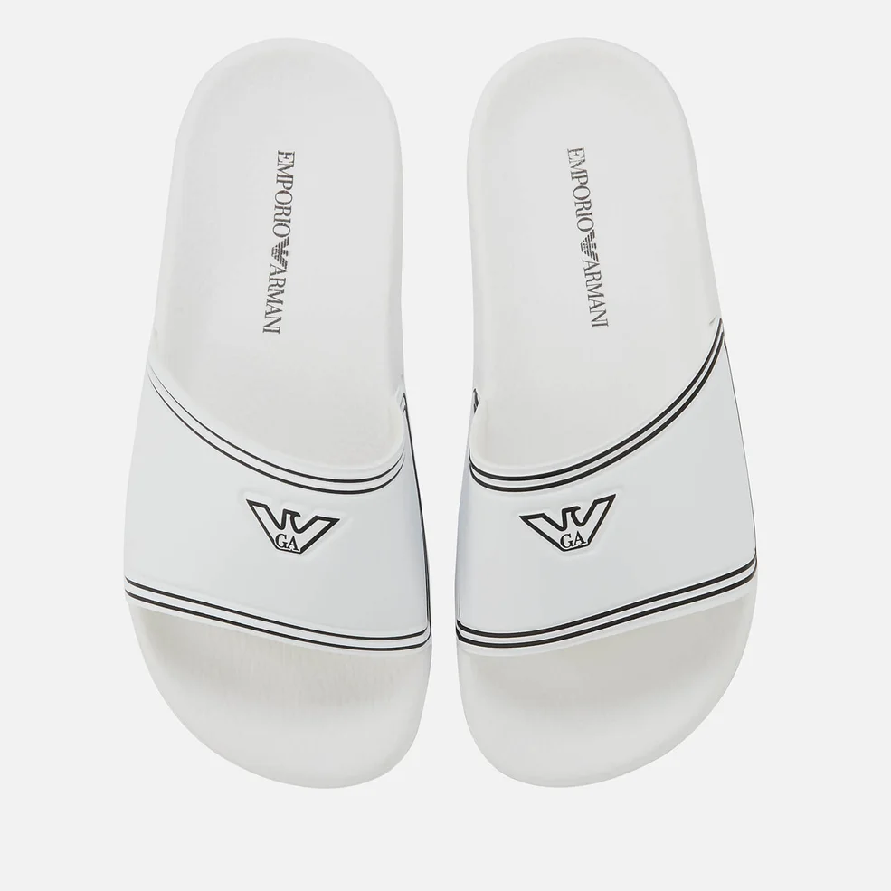 Emporio Armani Women's Slide Sandals - White/Black Image 1