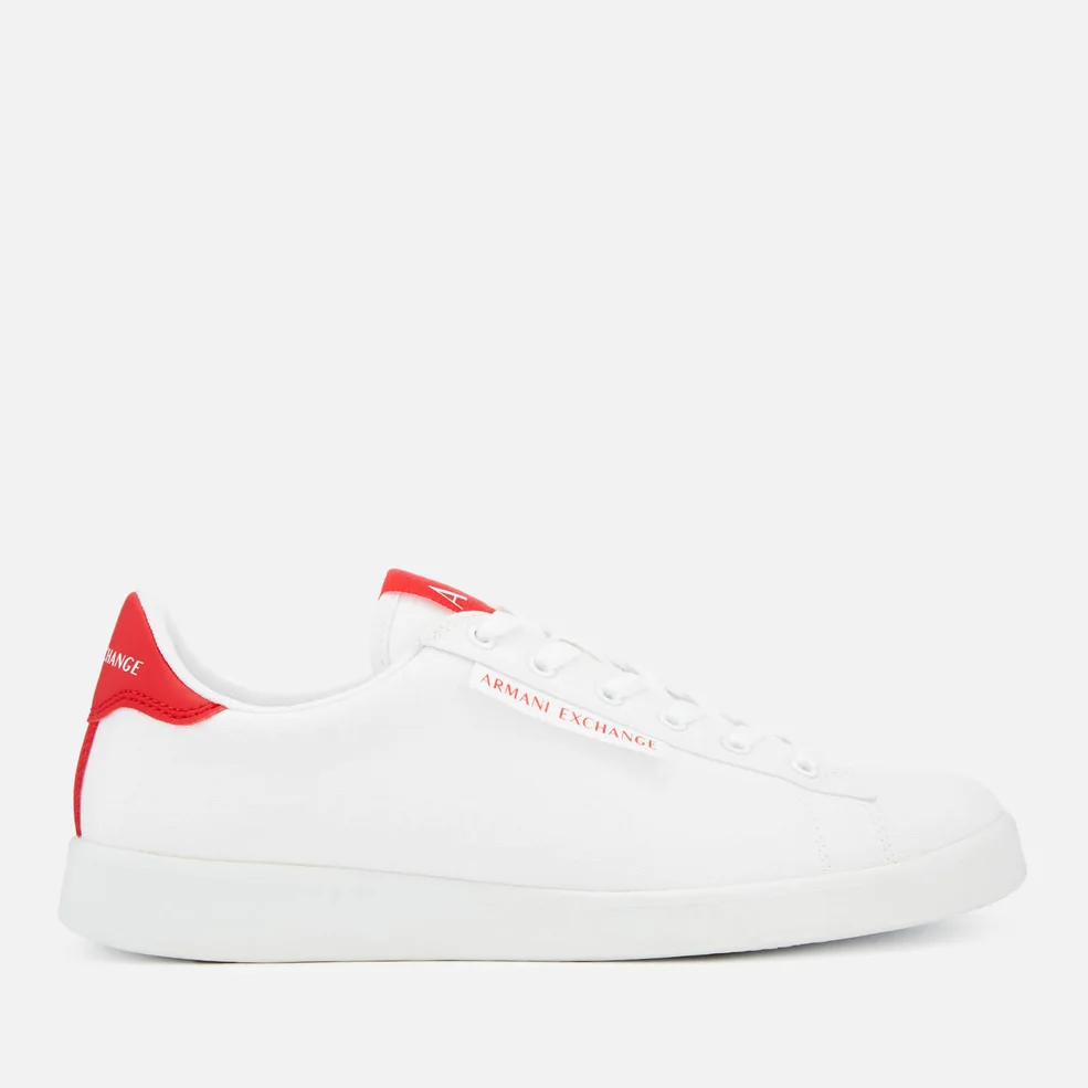 Armani Exchange Men's Canvas Low Top Trainers - White/Red Image 1