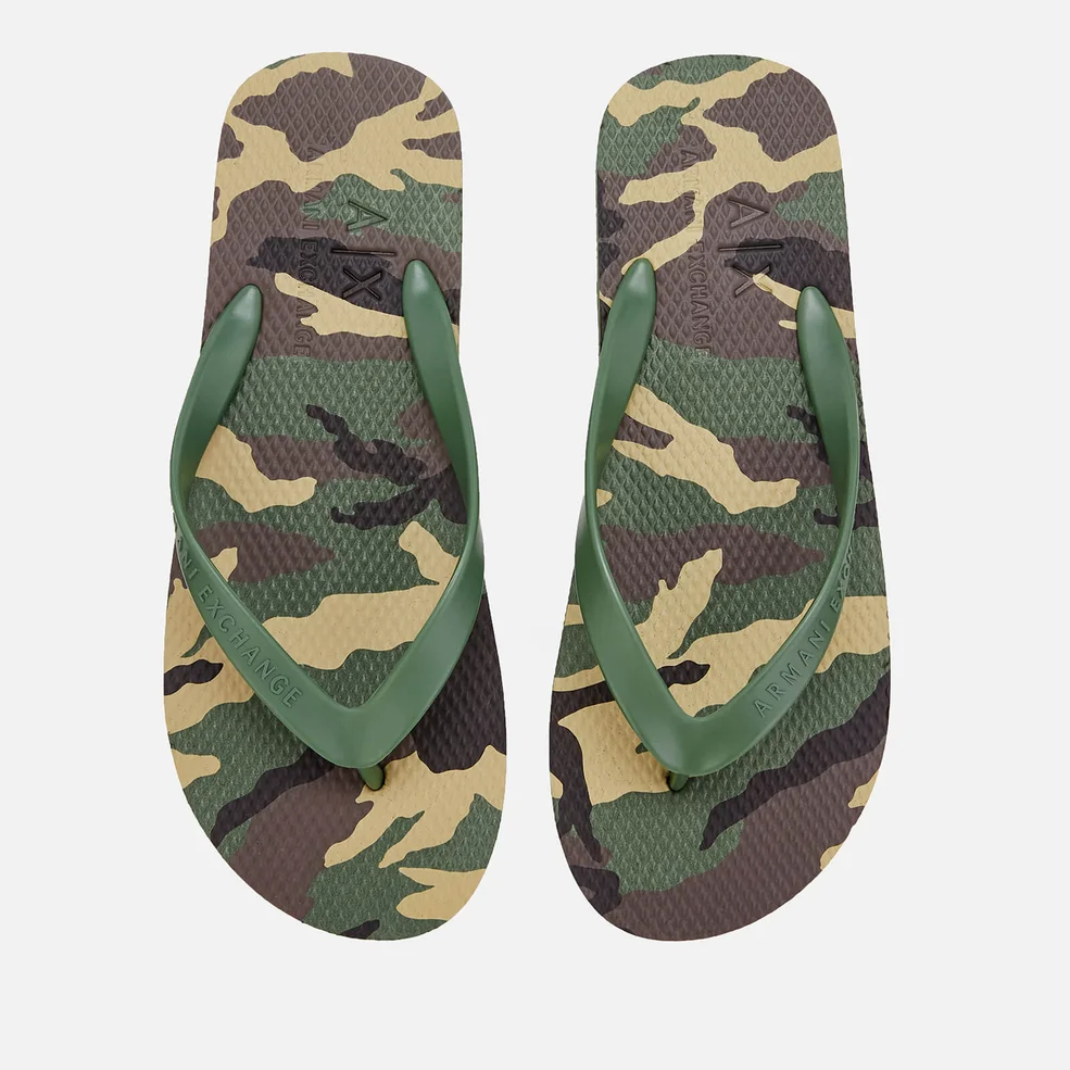 Armani Exchange Men's Printed Flip Flops - Military Green Image 1