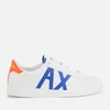 Armani Exchange Men's Croc Embossed Leather Low Top Trainers - White/Bluette - Image 1