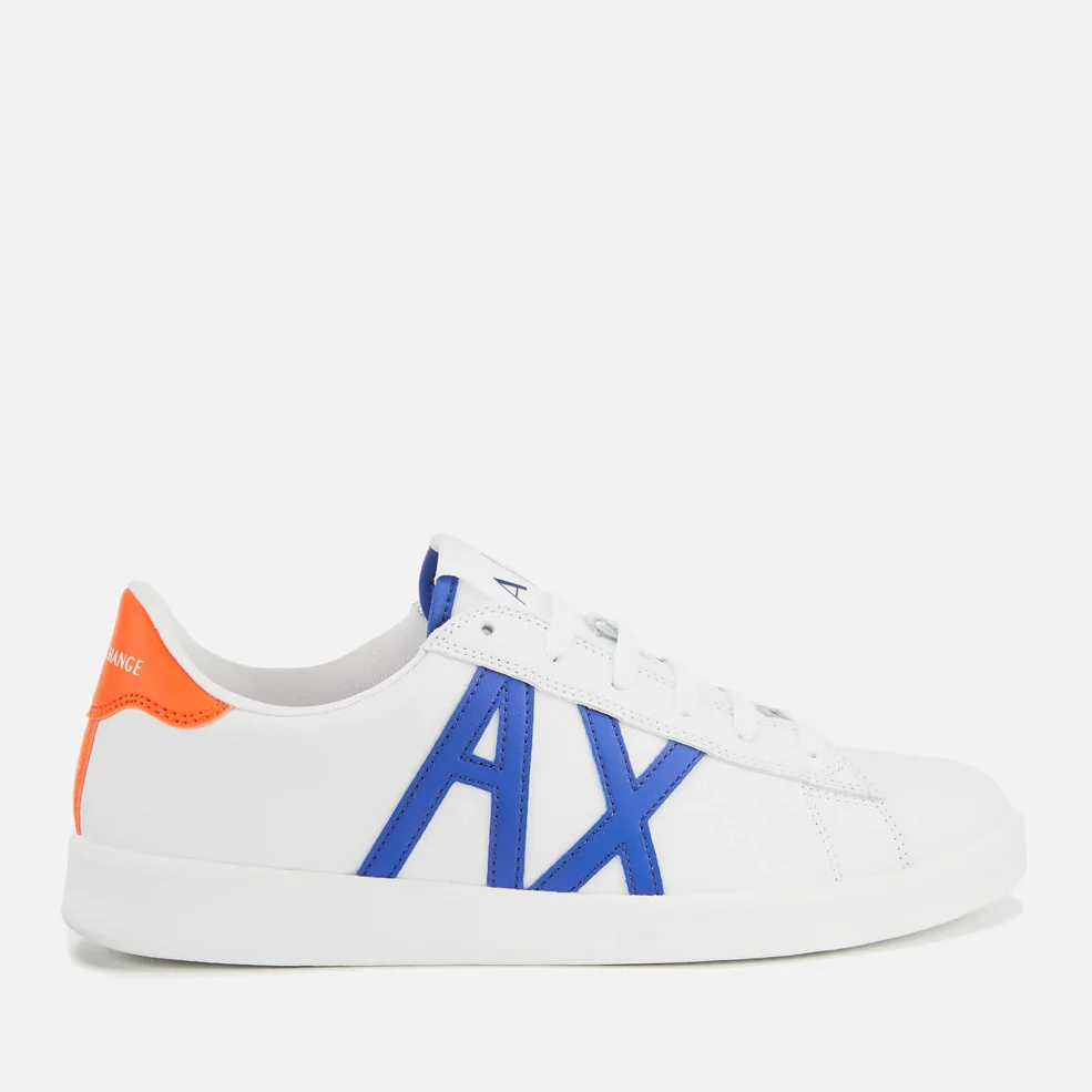 Armani Exchange Men's Croc Embossed Leather Low Top Trainers - White/Bluette Image 1