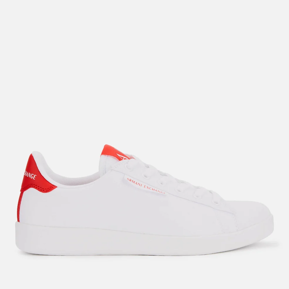 Armani Exchange Women's Canvas Low Top Trainers - White/Red Image 1