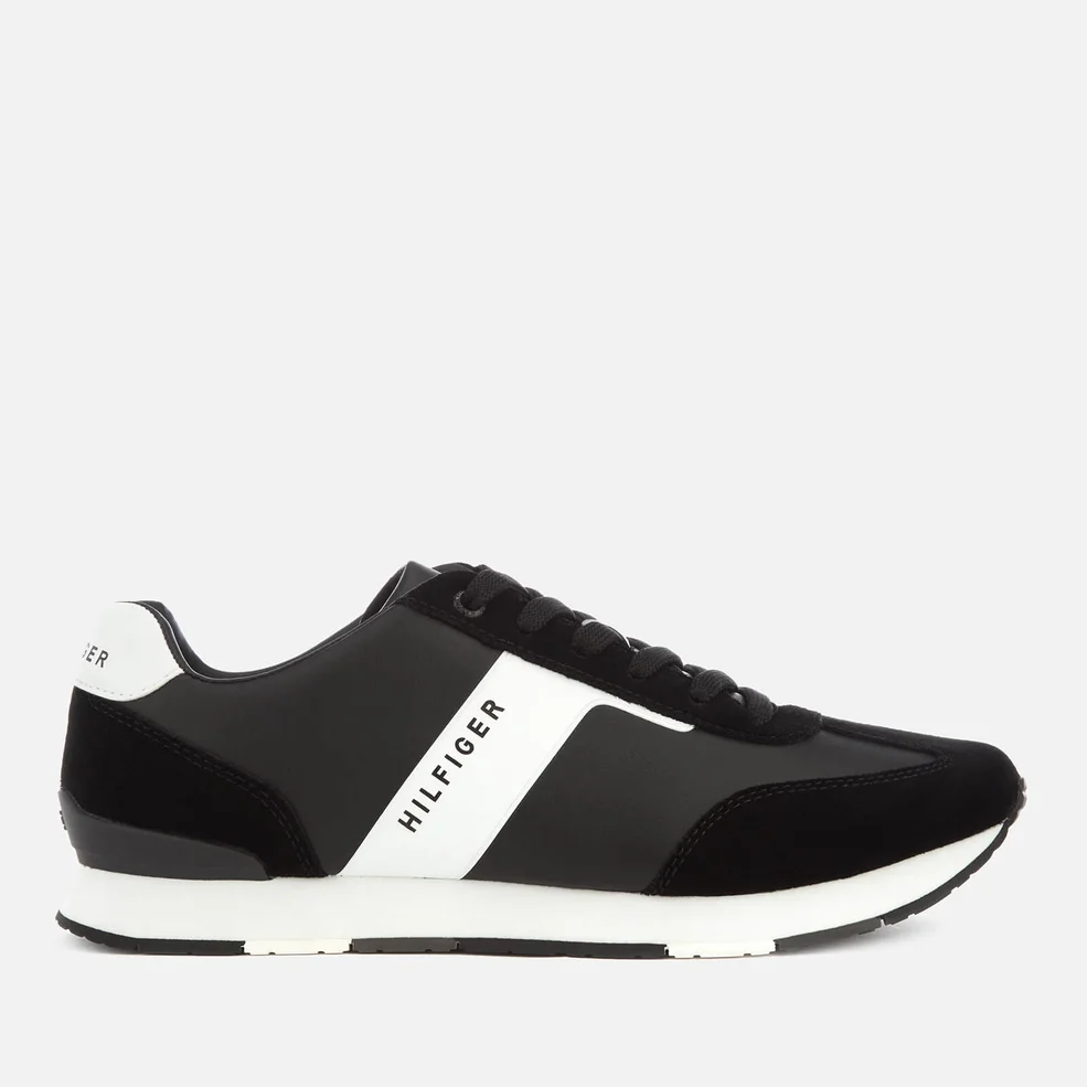 Tommy Hilfiger Men's Leather Material Mix Runner Trainers - Black Image 1