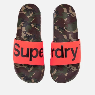 Superdry Men's Beach Slide Sandals - Camo/Hazard Orange/Black
