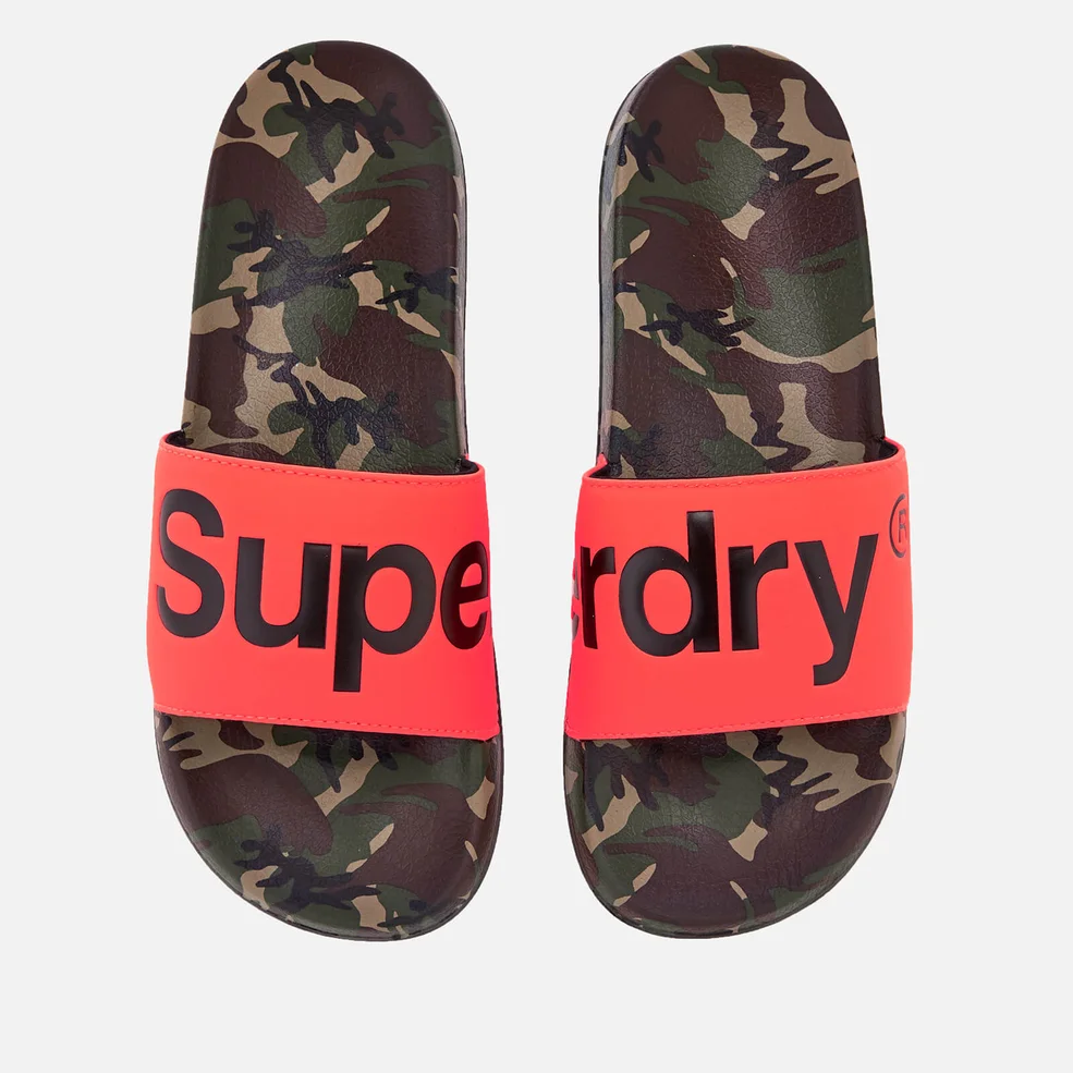 Superdry Men's Beach Slide Sandals - Camo/Hazard Orange/Black Image 1
