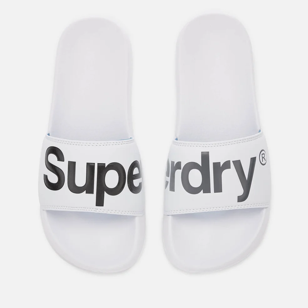 Superdry Men's Pool Slide Sandals - Optic White/Charcoal Grey Image 1
