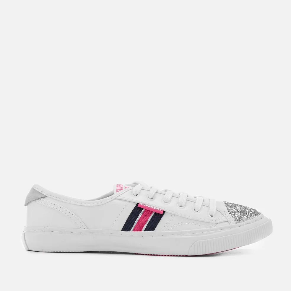 Superdry Women's Low Pro Luxe Trainers - White Glitter Tape Image 1