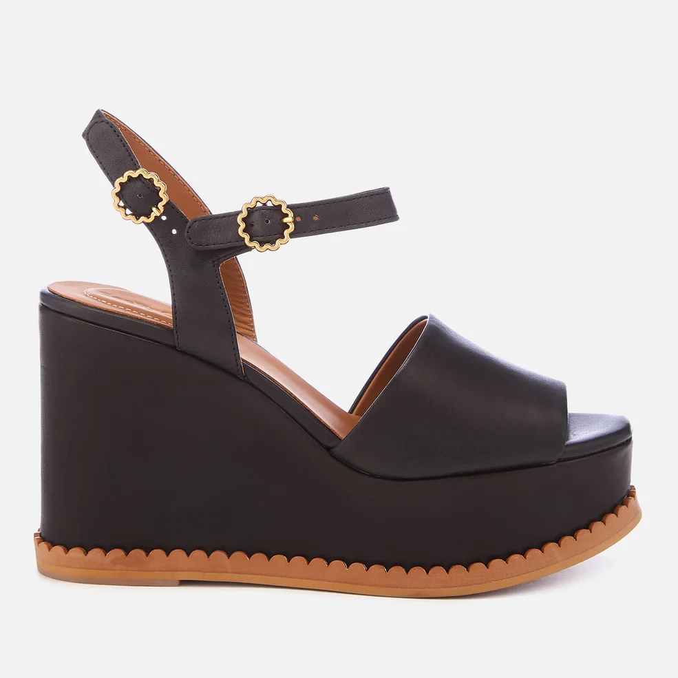 See By Chloé Women's Carrie Leather Wedge Sandals - Black Image 1