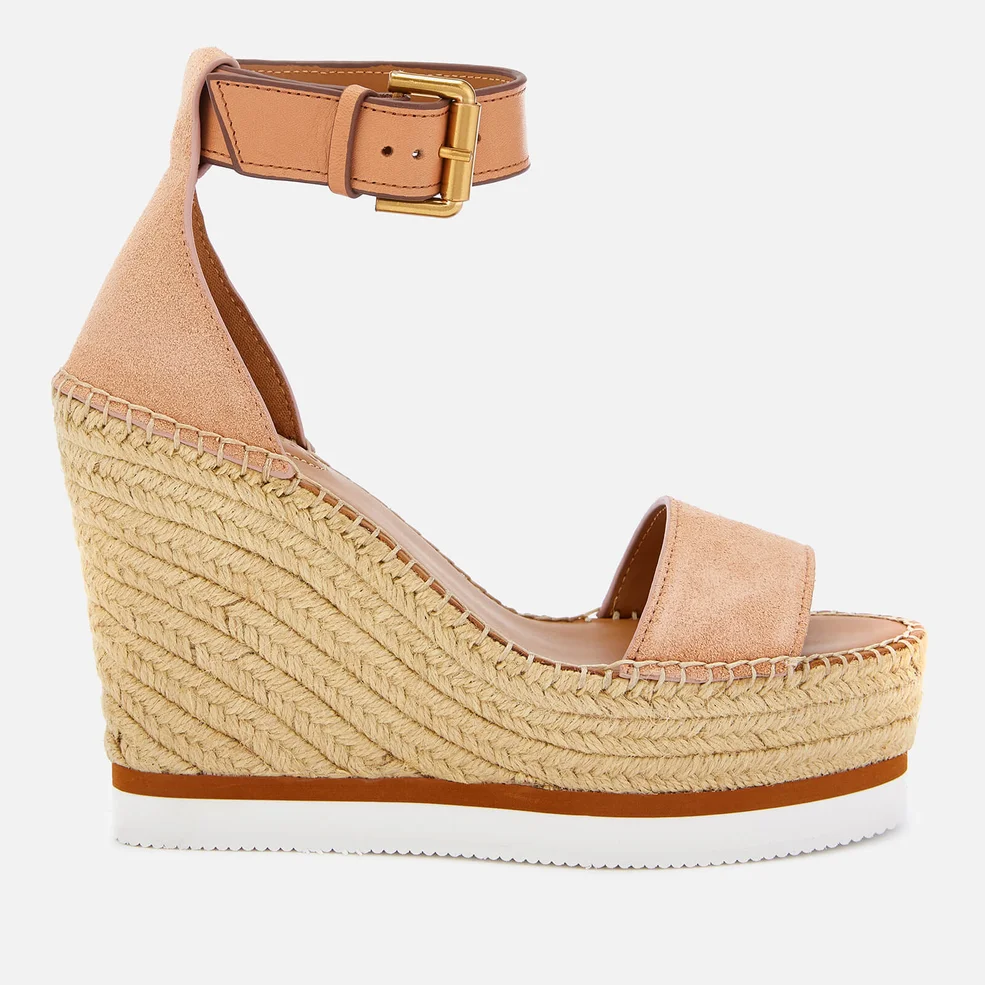 See By Chloé Women's Glyn Suede Espadrille Wedge Sandals - Cipria Image 1