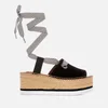 See By Chloé Women's Tie Up Espadrille Mid Wedge Sandals - Black - Image 1