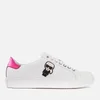 Karl Lagerfeld Women's Kupsole Karl Ikonik Leather Trainers - White/Pink - Image 1