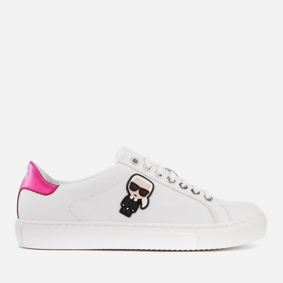 Karl Lagerfeld Women's Kupsole Karl Ikonik Leather Trainers - White/Pink Image 1