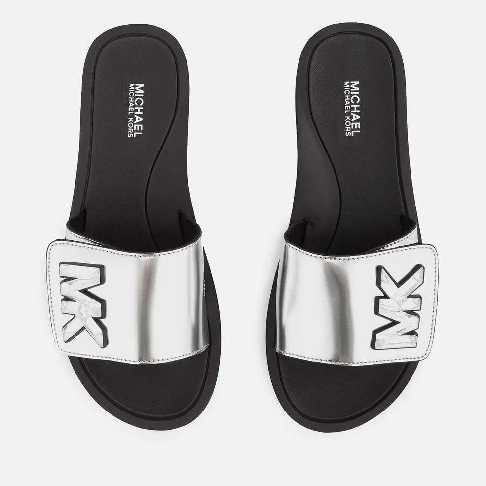 MICHAEL MICHAEL KORS Women's MK Slide Sandals - Silver Image 1