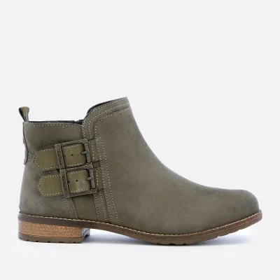 Barbour Women's Sarah Leather Buckle Flat Ankle Boots - Olive