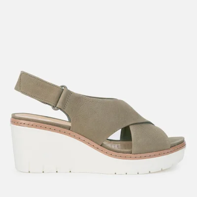 Clarks Women's Palm Candid Nubuck Wedged Sandals - Olive