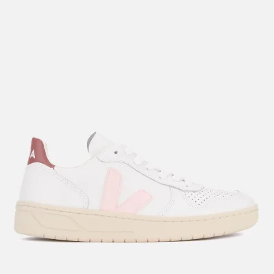 Veja Women's V-10 Leather Trainers - Extra White/Petal/Dried Petal