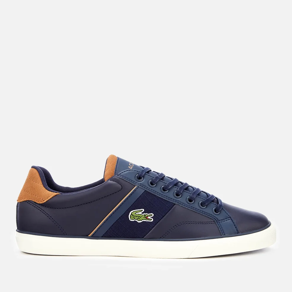 Lacoste Men's Fairlead 119 1 Leather Vulcanised Trainers - Navy/Light Brown Image 1
