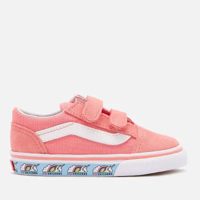 Vans Toddlers' Unicorn Old Skool Velcro Trainers - Strawberry Pink/True White