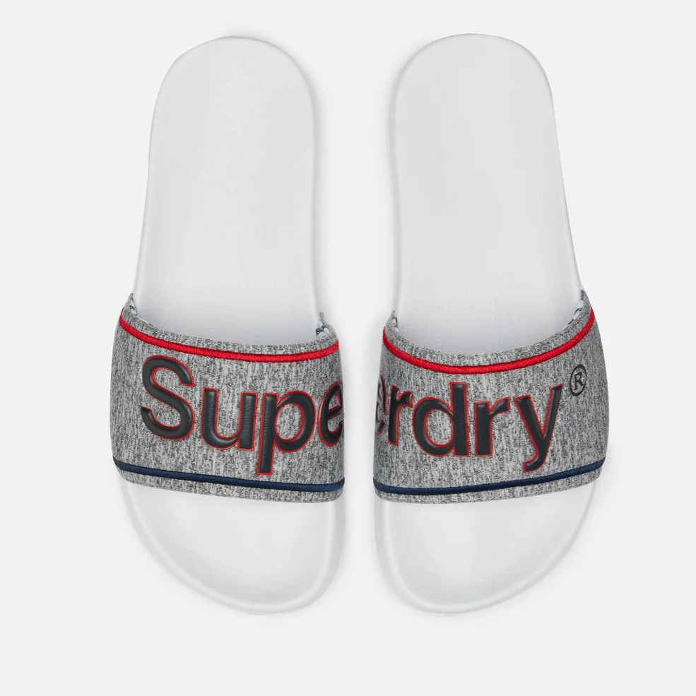 Superdry Men's College Pool Slide Sandals - Optic White/Grey Grit/Red Image 1