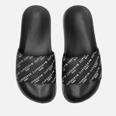 Superdry Women's Emboss Pool Slide Sandals - Black/White Repeat