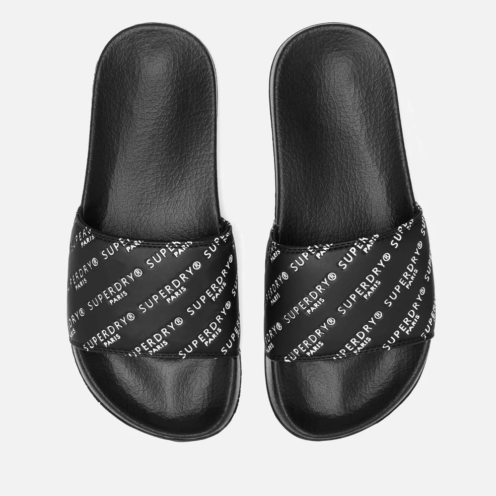 Superdry Women's Emboss Pool Slide Sandals - Black/White Repeat Image 1