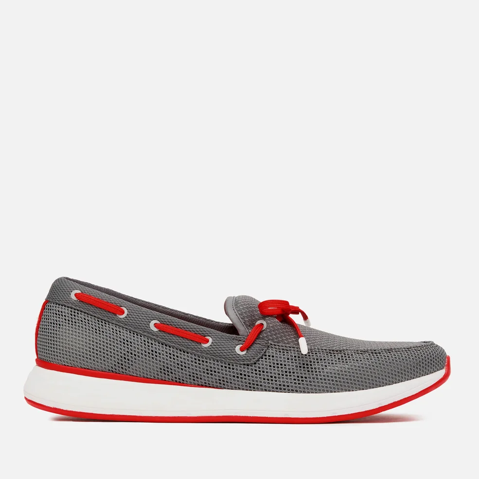 Swims Men's Breeze Wave Lace-up Loafers - Grey/Red Alert Image 1