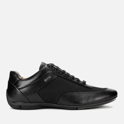 BOSS Men's Racing Leather Low Profile Trainers - Black