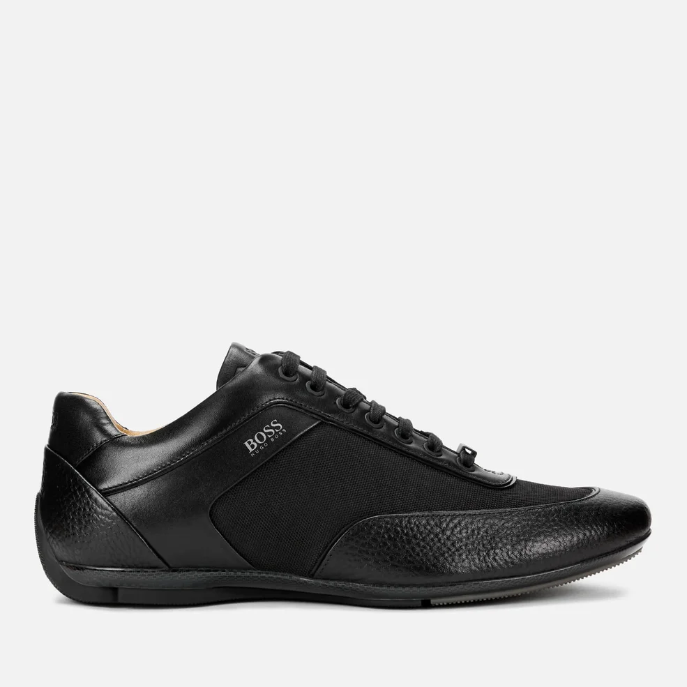 BOSS Men's Racing Leather Low Profile Trainers - Black Image 1