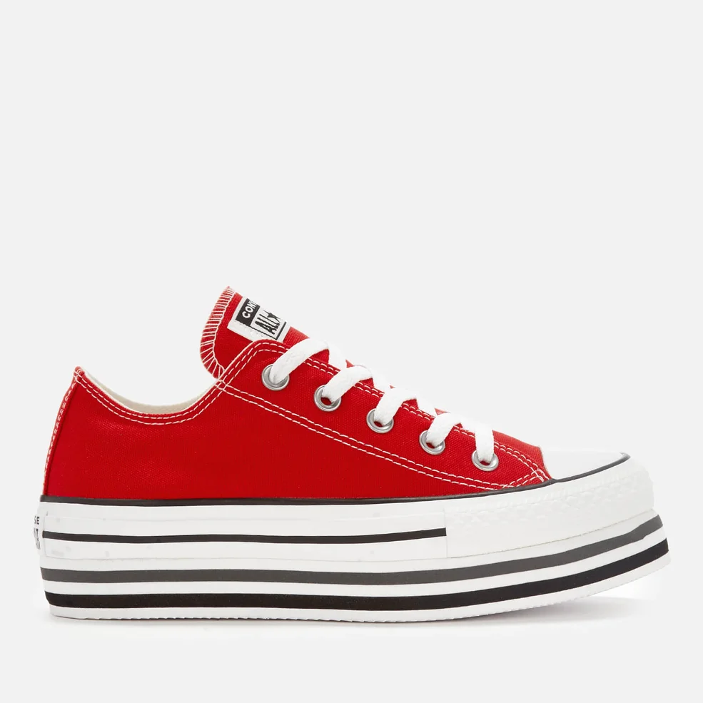 Converse Women's All Star Platform Layer Ox Trainers - Enamel Red/White/Black Image 1