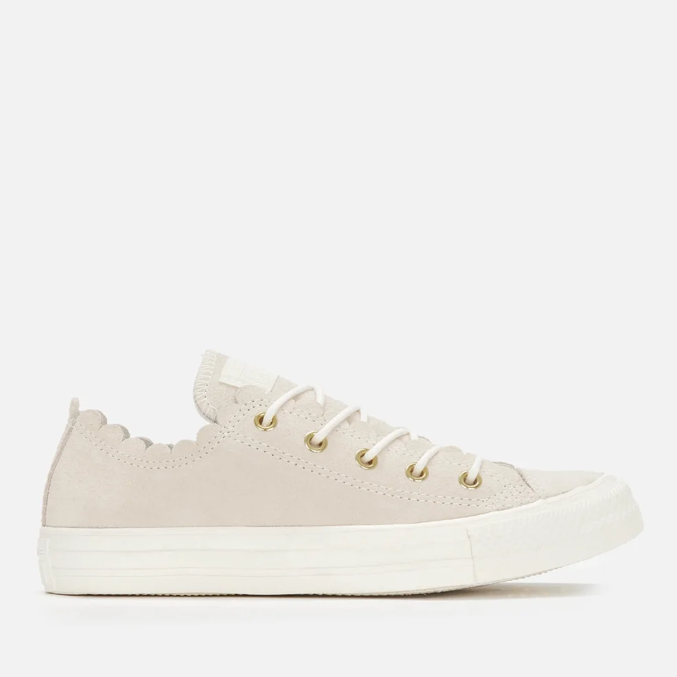 Converse Women's Chuck Taylor All Star Scalloped Edge Ox Trainers - Egret/Gold Image 1