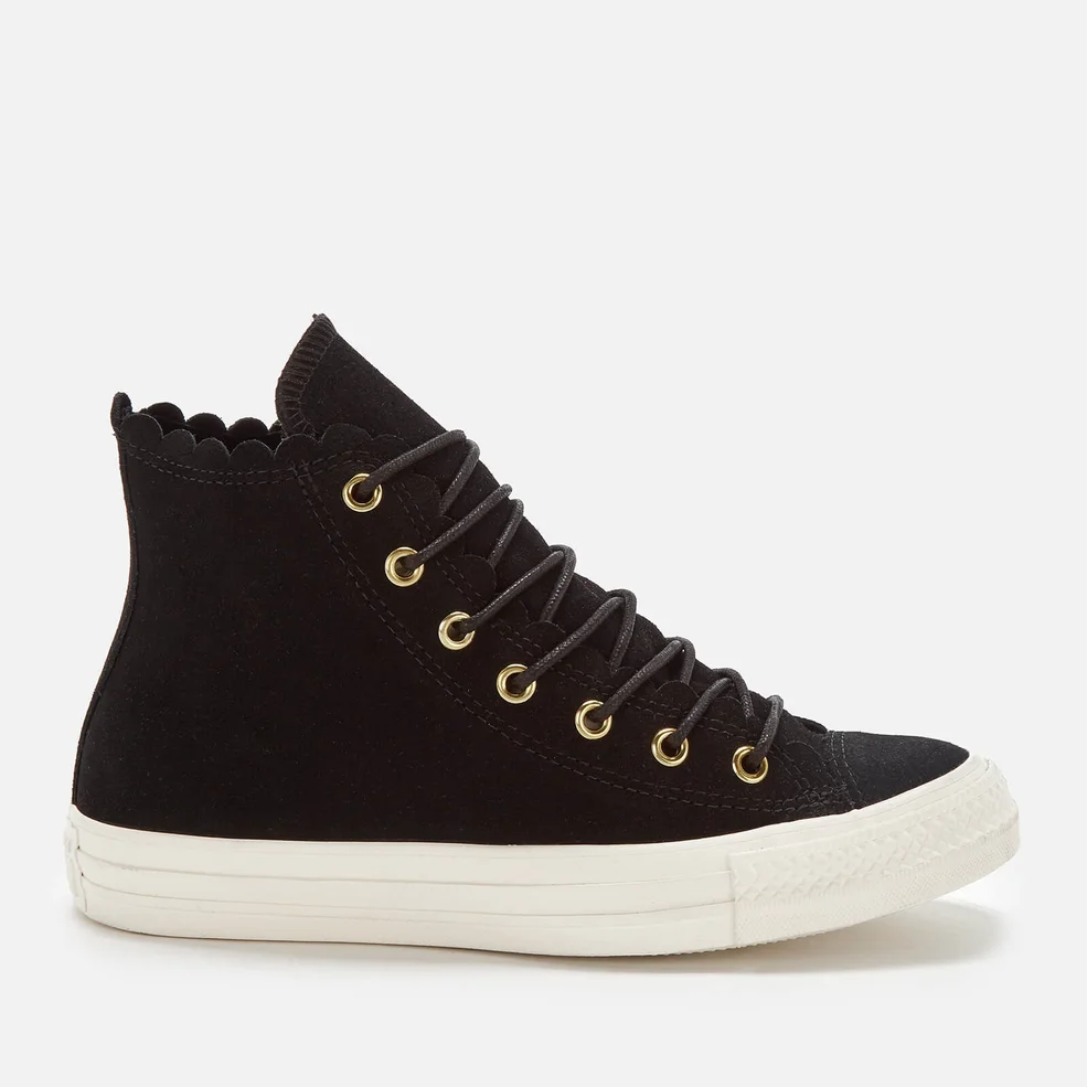 Converse Women's Chuck Taylor All Star Scalloped Edge Hi-Top Trainers - Black/Gold/Egret Image 1