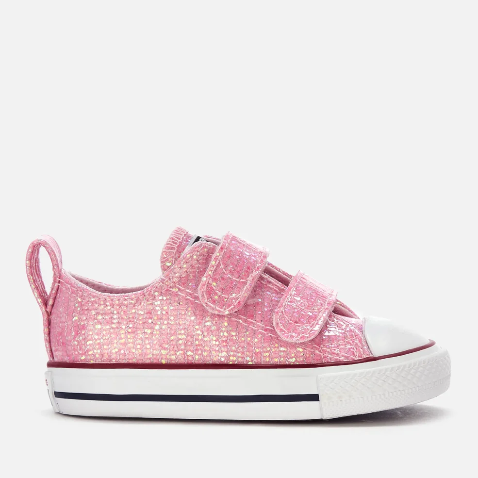 Converse Toddlers' Chuck Taylor All Star 2 Velcro Ox Trainers - Pink Foam/Enamel Red/White Image 1