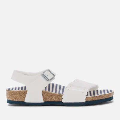 Birkenstock Kids' Risa Slim Fit Patent Double Strap Sandals - Nautical Stripes White